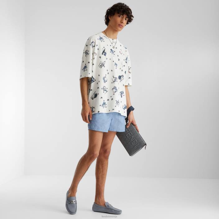 moški mokasine iz nubuka svetlo modra Fendi čevlje Z68L2222