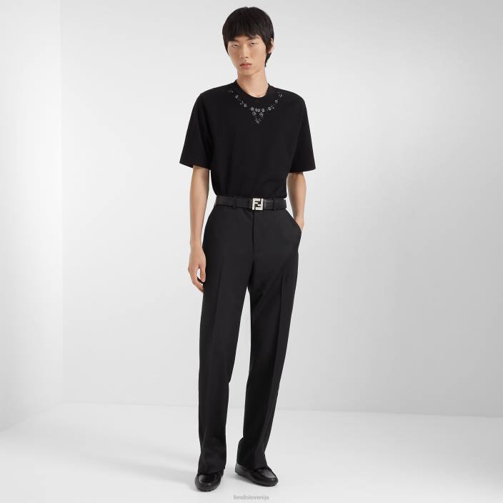 moški usnjene natikače Črna Fendi čevlje Z68L2223