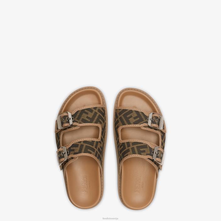 moški sandali iz usnja in blaga rjav Fendi čevlje Z68L2226