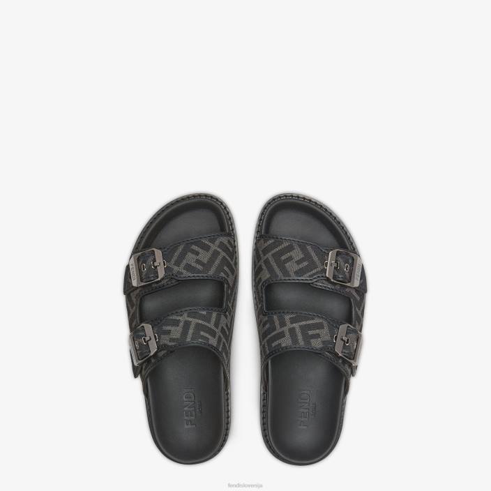moški sandali iz usnja in blaga Črna Fendi čevlje Z68L2225