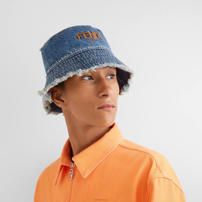 moški klobuk iz jeansa modra Fendi dodatki Z68L2398