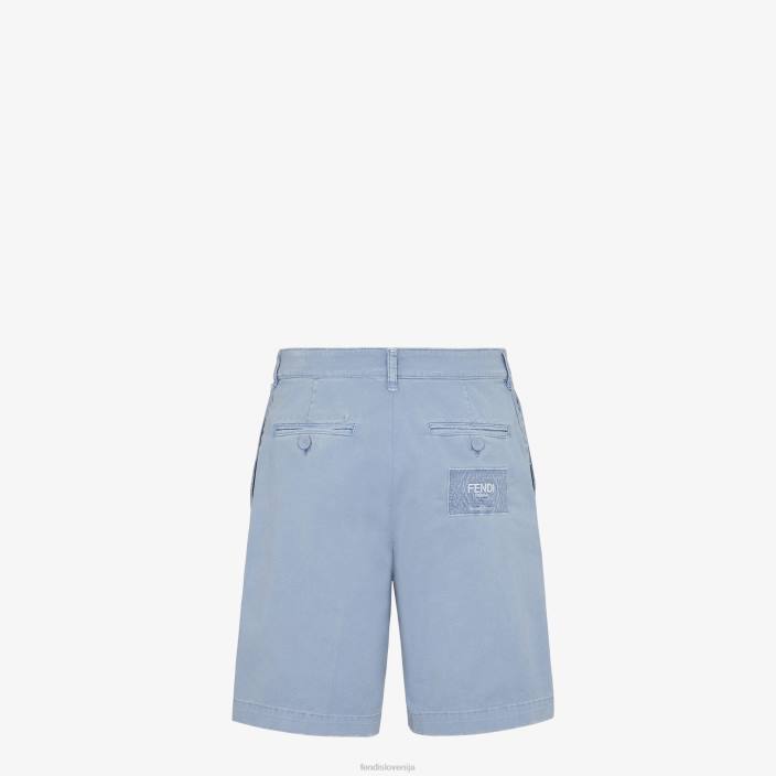 moški hlače iz gabardina svetlo modra Fendi oblačila Z68L1961