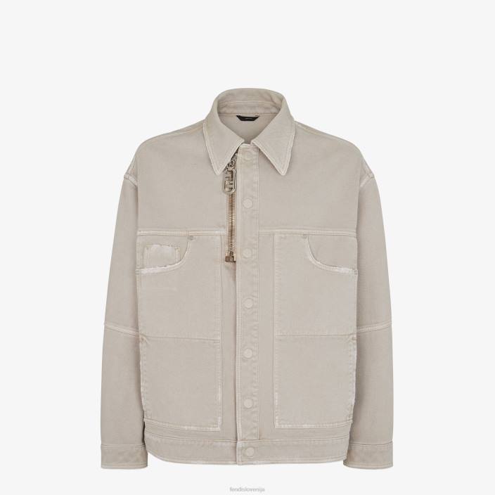 moški Denim jakna bež Fendi oblačila Z68L1929