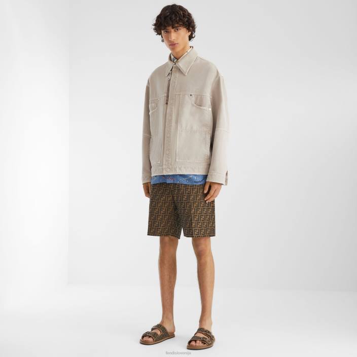 moški Denim jakna bež Fendi oblačila Z68L1929