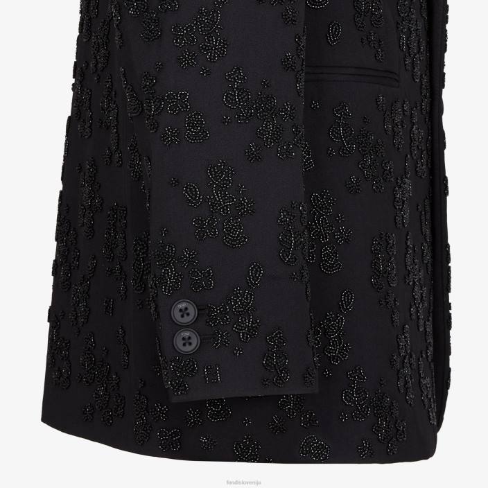 moški blazer iz volne in svile Črna Fendi oblačila Z68L2082