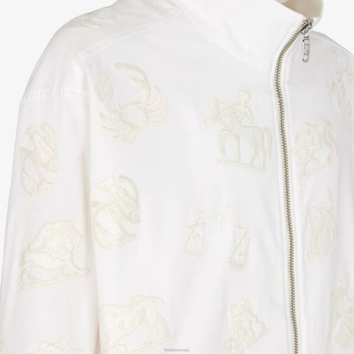 moški bombažna jakna bela Fendi oblačila Z68L1939