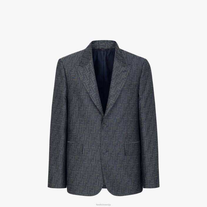 moški jakna iz žakardne tkanine modra Fendi oblačila Z68L1917