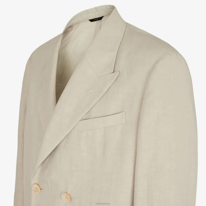 moški lanena jakna siva Fendi oblačila Z68L1914