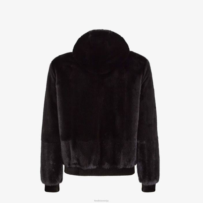 moški mink jakna Črna Fendi oblačila Z68L2205