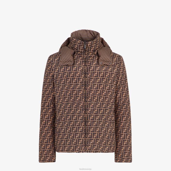 moški najlonska puhovka rjav Fendi oblačila Z68L2154