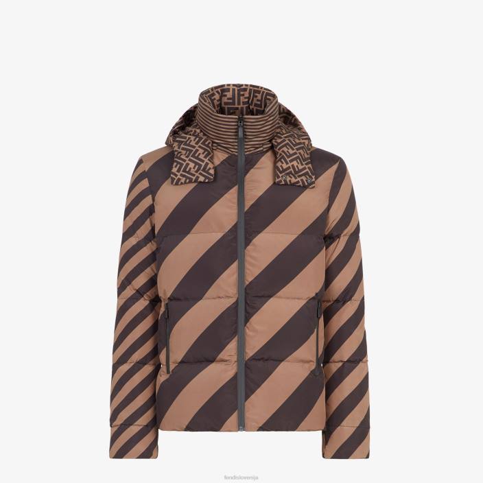 moški najlonska puhovka rjav Fendi oblačila Z68L2154