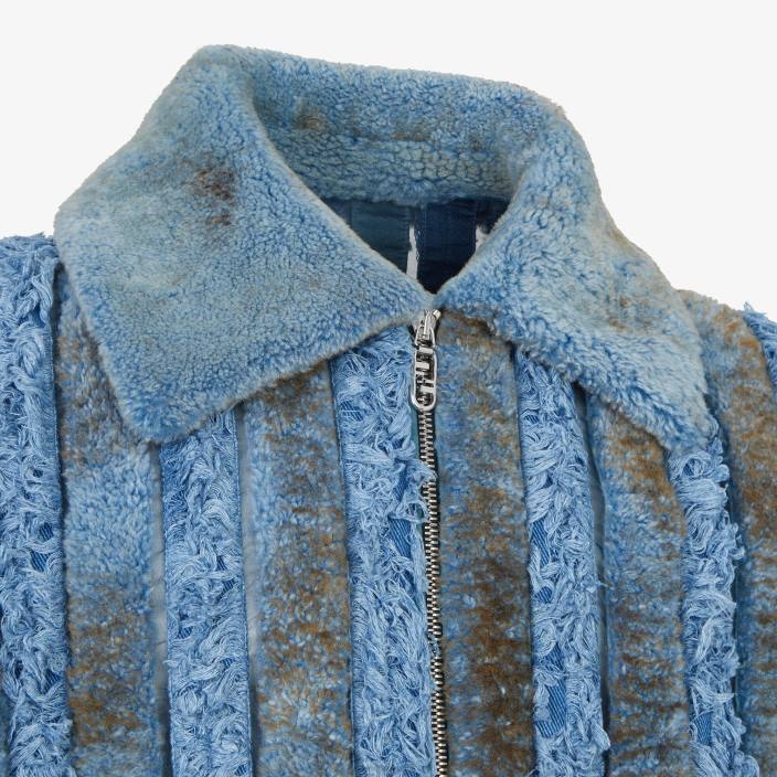 moški striženo in jeans jakno modra Fendi oblačila Z68L2085