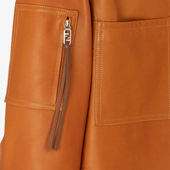 moški usnjena jakna rjav Fendi oblačila Z68L2064