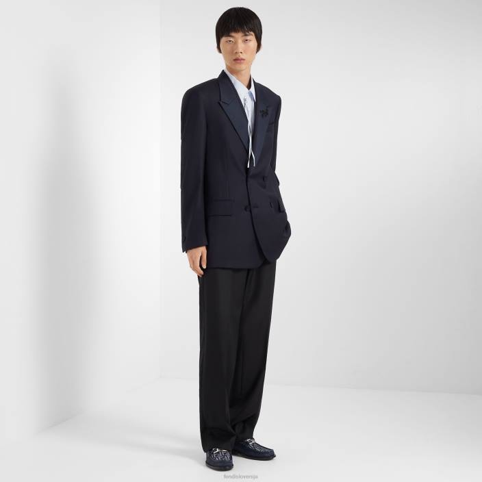 moški volneni blazer modra Fendi oblačila Z68L2071