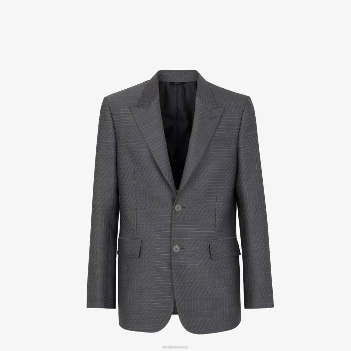 moški volneni blazer siva Fendi oblačila Z68L1966