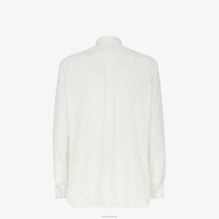 moški svilena srajca bela Fendi oblačila Z68L2087