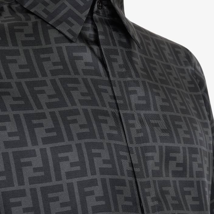 moški svilena srajca siva Fendi oblačila Z68L2132