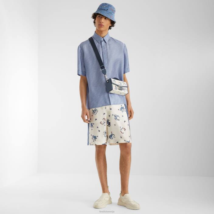 moški svilena srajca svetlo modra Fendi oblačila Z68L1948