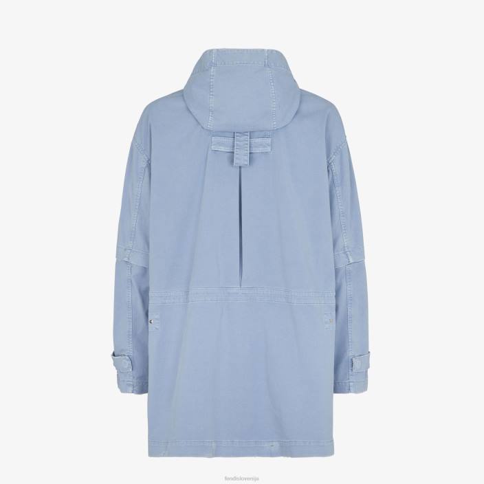 moški parka iz gabardina svetlo modra Fendi oblačila Z68L1911