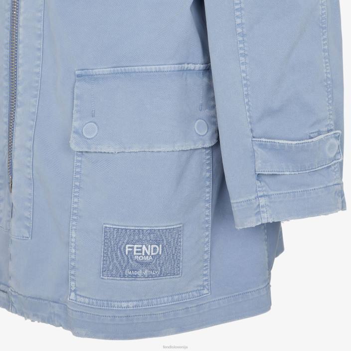 moški parka iz gabardina svetlo modra Fendi oblačila Z68L1911