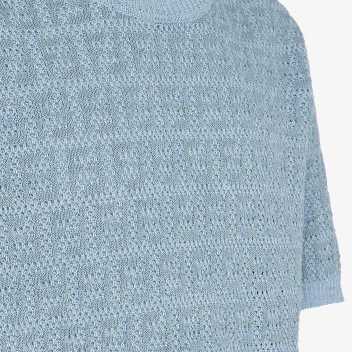 moški pulover iz lanu, bombaža in svile svetlo modra Fendi oblačila Z68L1909