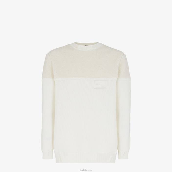 moški svilen in volnen pulover bela Fendi oblačila Z68L2095