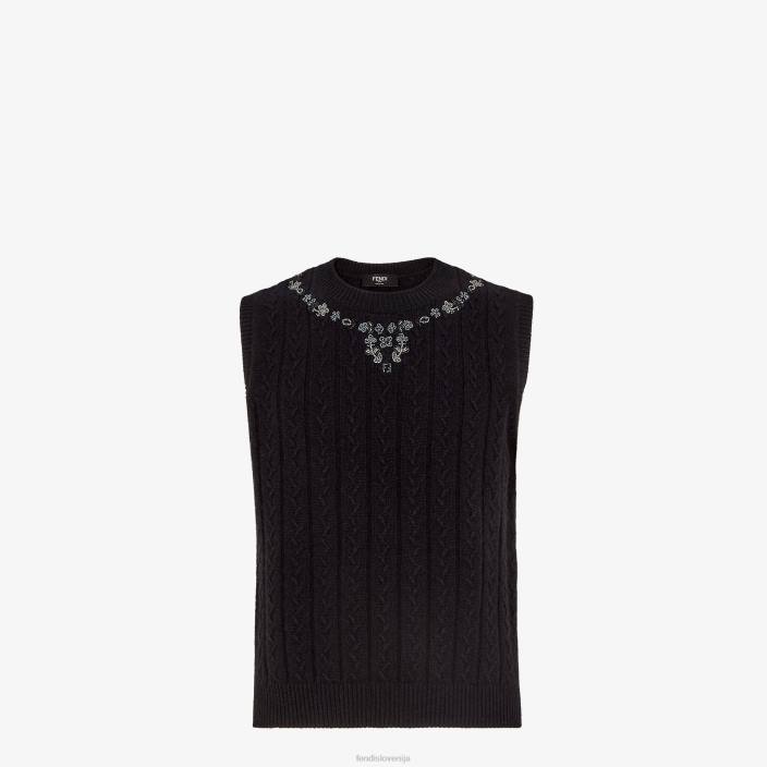 moški telovnik iz kašmirja Črna Fendi oblačila Z68L2067