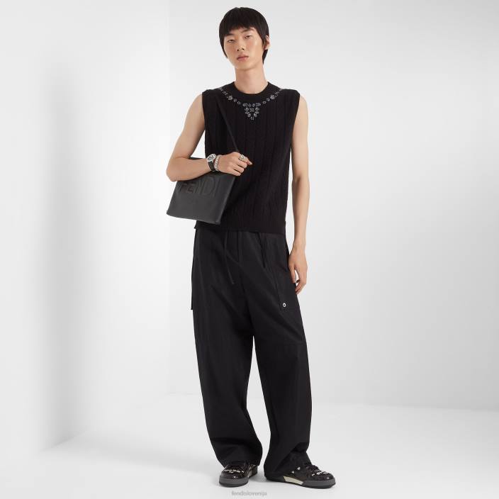 moški telovnik iz kašmirja Črna Fendi oblačila Z68L2067