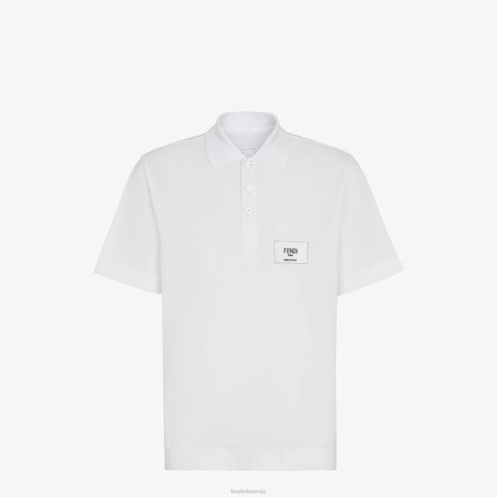 moški bombažna polo majica bela Fendi oblačila Z68L2137