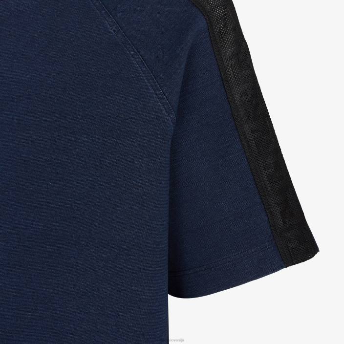 moški majica s kratkimi rokavi modra Fendi oblačila Z68L2077