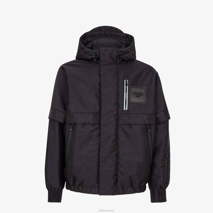 moški puhovka iz tehnološke tkanine Črna Fendi oblačila Z68L2101