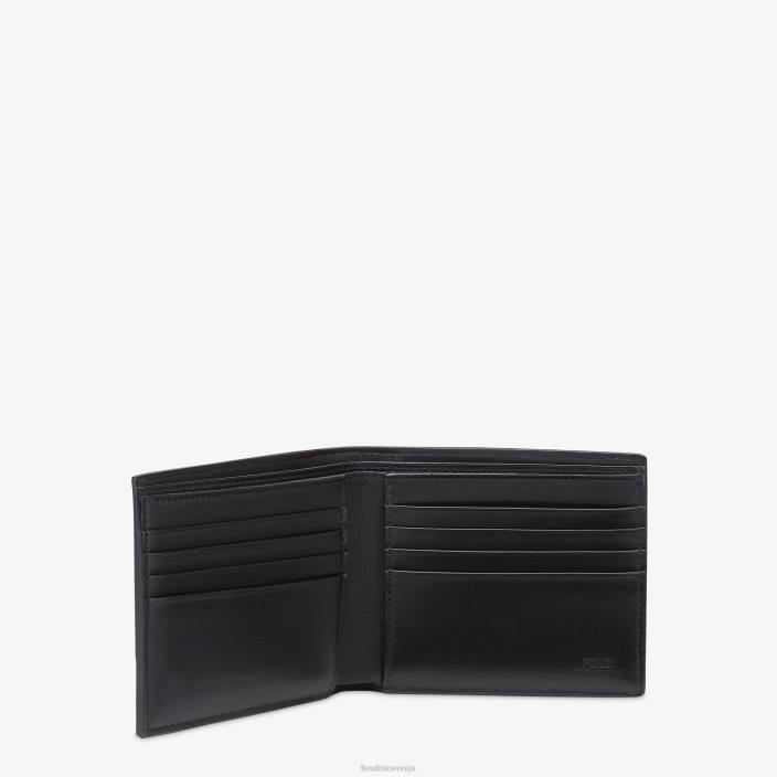 moški dvojno zložljiva denarnica iz kajmanovega usnja in blaga Črna Fendi dodatki Z68L2595