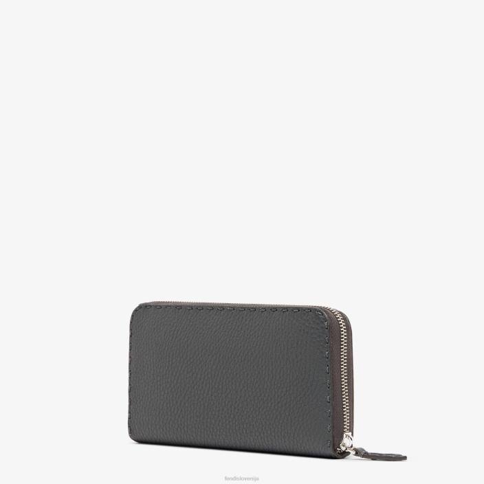 moški usnjena denarnica selleria z zadrgo siva Fendi dodatki Z68L2643