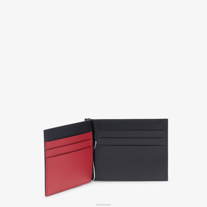 moški usnjena sponka za denar Črna Fendi dodatki Z68L2655