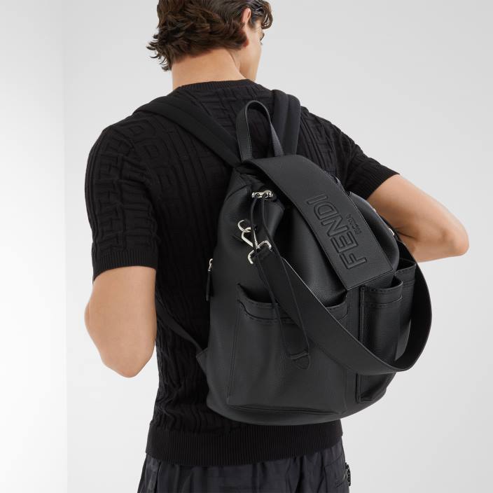 moški usnjen nahrbtnik Črna Fendi dodatki Z68L1837