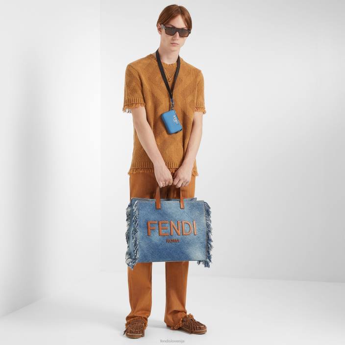 moški denim torbica z resicami modra Fendi dodatki Z68L1868