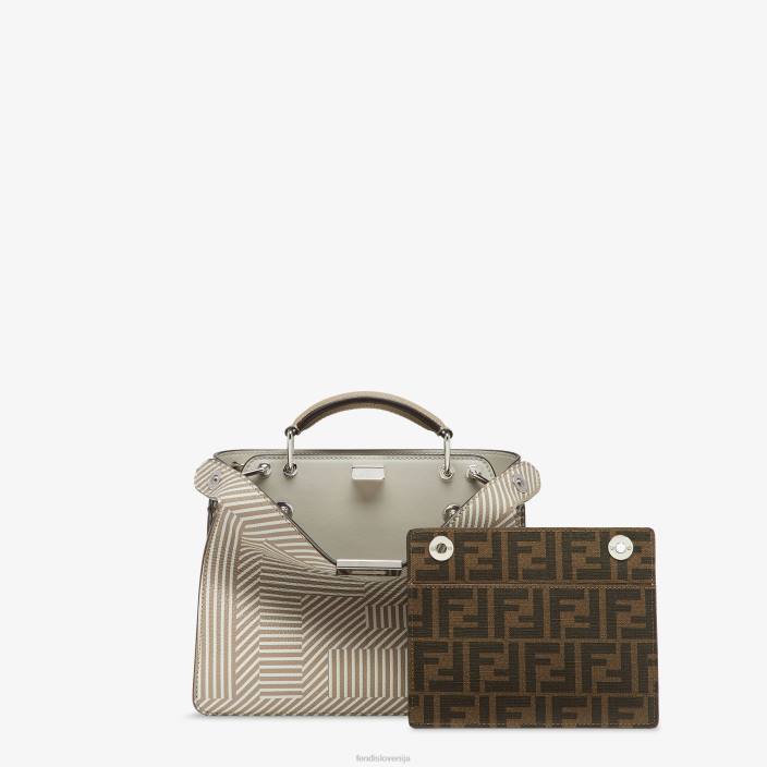 moški dvobarvna potiskana usnjena torba bež Fendi dodatki Z68L1820