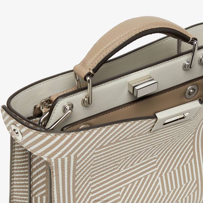 moški dvobarvna potiskana usnjena torba bež Fendi dodatki Z68L1820