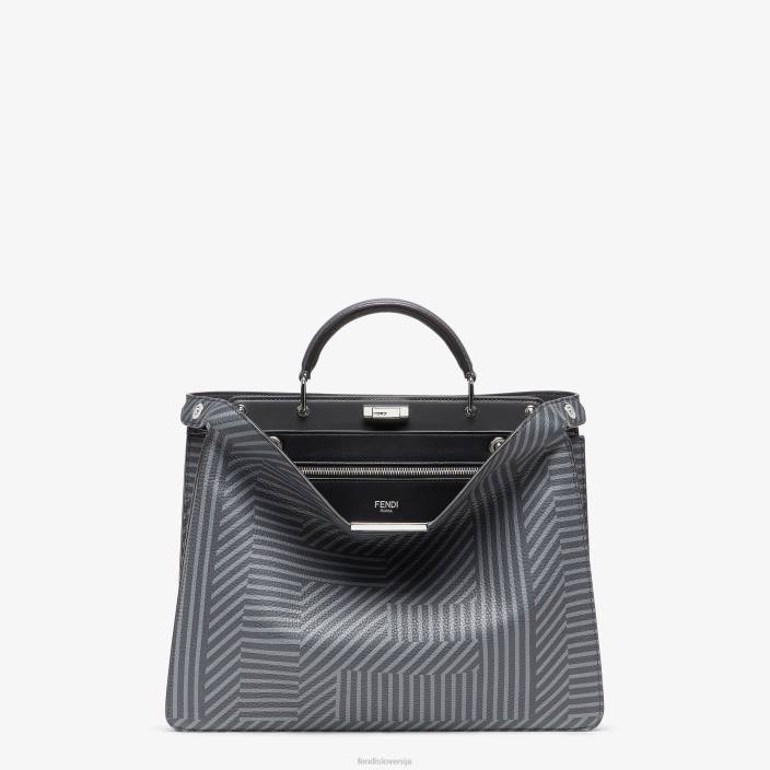 moški dvobarvna potiskana usnjena torba siva Fendi dodatki Z68L1819