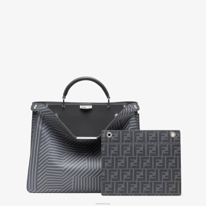 moški dvobarvna potiskana usnjena torba siva Fendi dodatki Z68L1819