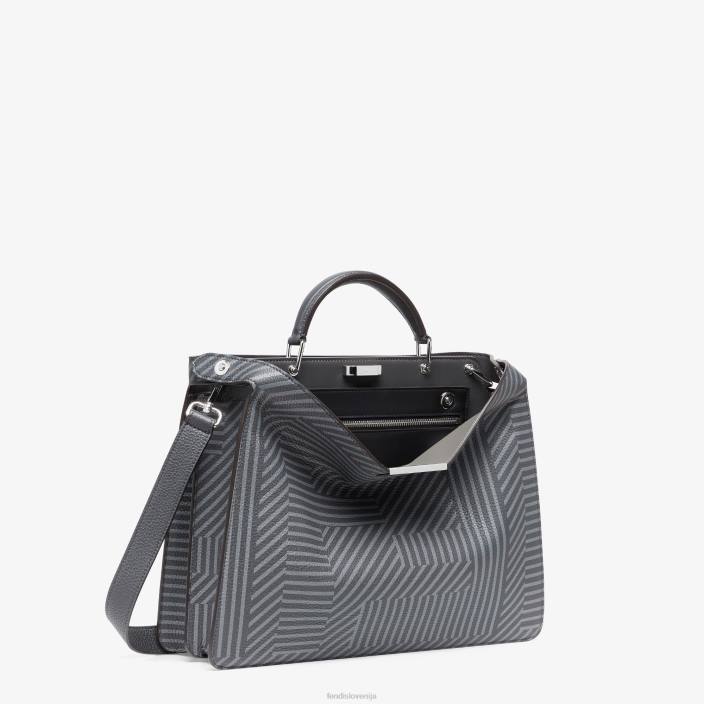 moški dvobarvna potiskana usnjena torba siva Fendi dodatki Z68L1819