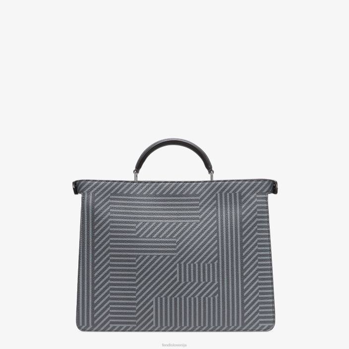 moški dvobarvna potiskana usnjena torba siva Fendi dodatki Z68L1819