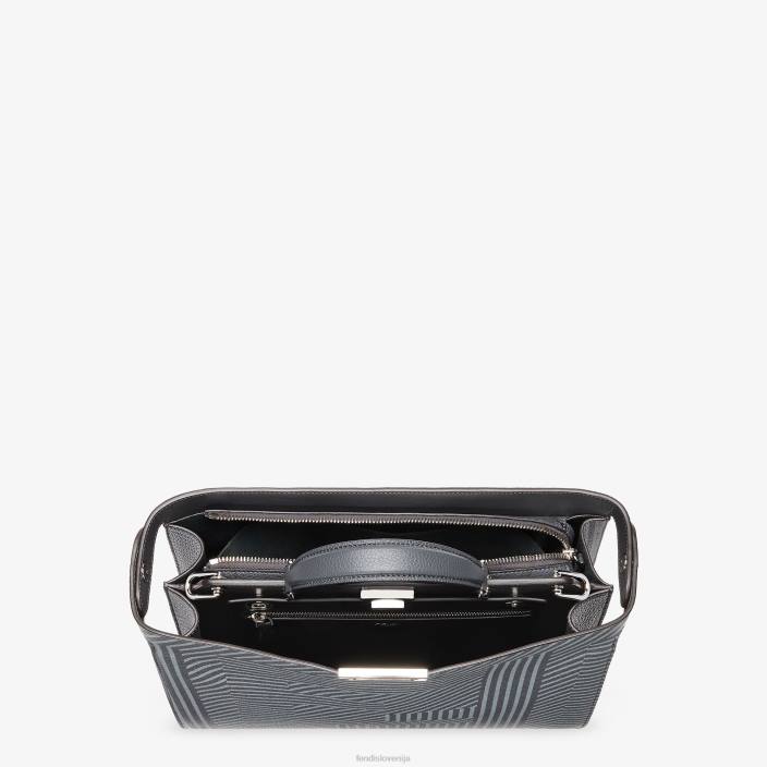 moški dvobarvna potiskana usnjena torba siva Fendi dodatki Z68L1819