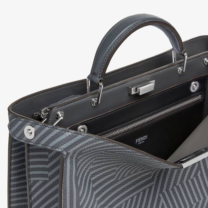 moški dvobarvna potiskana usnjena torba siva Fendi dodatki Z68L1819