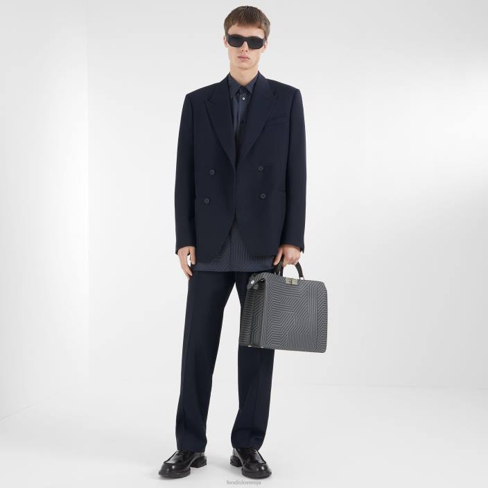 moški dvobarvna potiskana usnjena torba siva Fendi dodatki Z68L1819