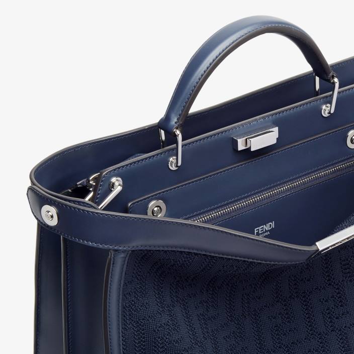 moški ff pletena in usnjena torba modra Fendi dodatki Z68L1831