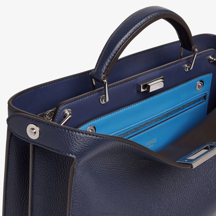 moški srednje velika usnjena torba peekaboo iseeu modra Fendi dodatki Z68L1833