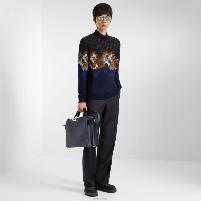 moški srednje velika usnjena torba peekaboo iseeu modra Fendi dodatki Z68L1833