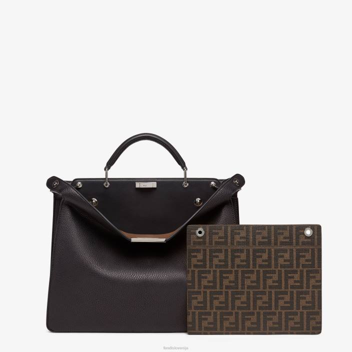 moški srednje velika usnjena torba peekaboo iseeu Črna Fendi dodatki Z68L1817