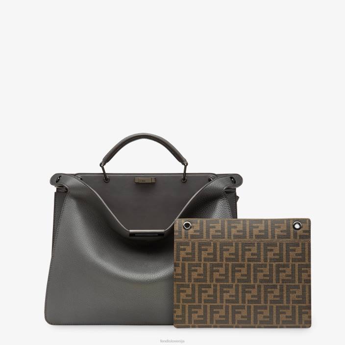 moški srednje velika usnjena torba peekaboo iseeu siva Fendi dodatki Z68L1816